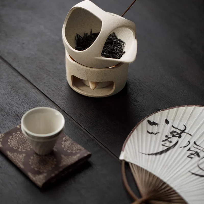 Japanese retro tea heater, ceramic candle heating frame, three in one essential oil incense burner, Kung Fu tea oven