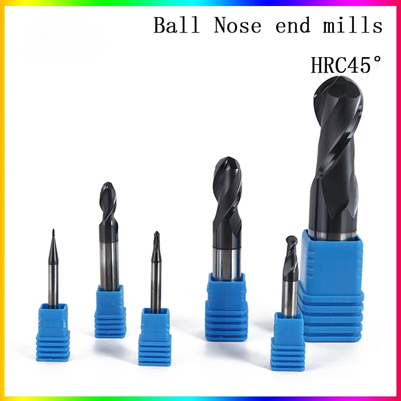 

NEW HRC45 degrees Ball Nose end mill 1mm~10mm 0.5mm 1.5mm 2mm 4mm 6mm 8mm Spindle milling cutter with tool shank of CNC metal