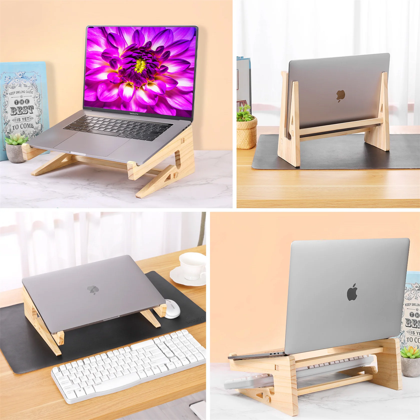 Wood Laptop Stand For MacBook Pro Universal Computer Stands For Desk Vertical Laptop Holder Wooden Riser MacBook Air
