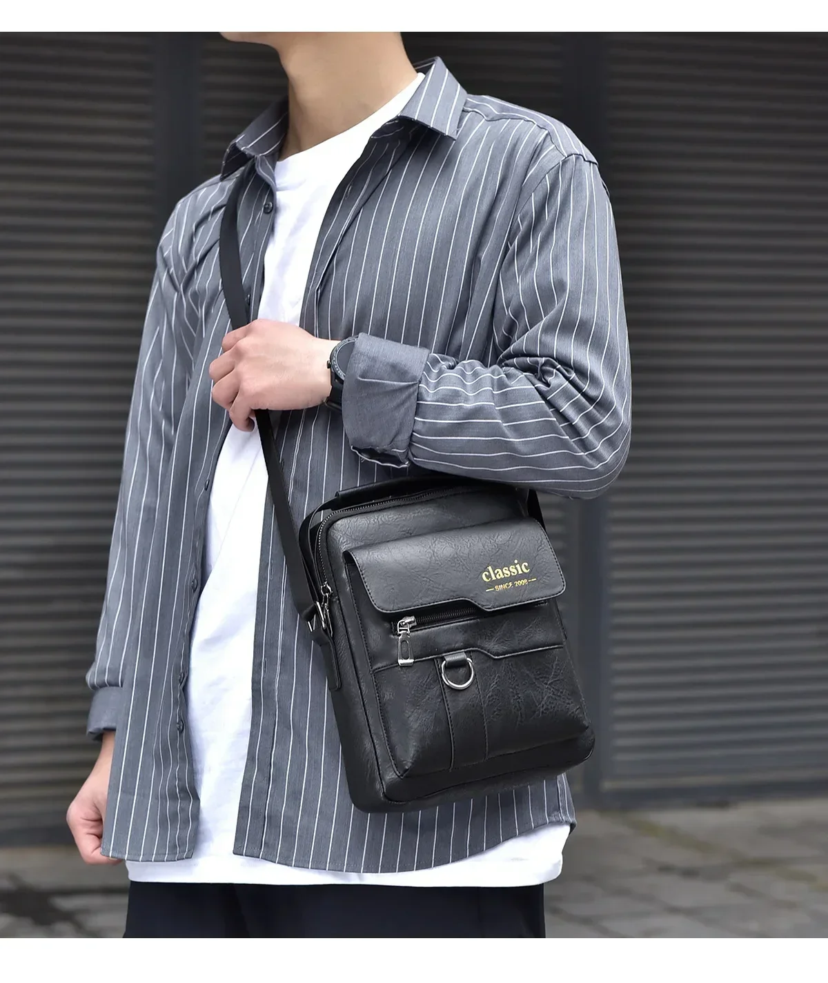 Herren Umhängetasche Herren Schultertaschen Reißverschluss-Handtaschen Große Kapazität Kunstleder-Tasche für Männer Messenger Tote Bags Bolsa – Detail 10