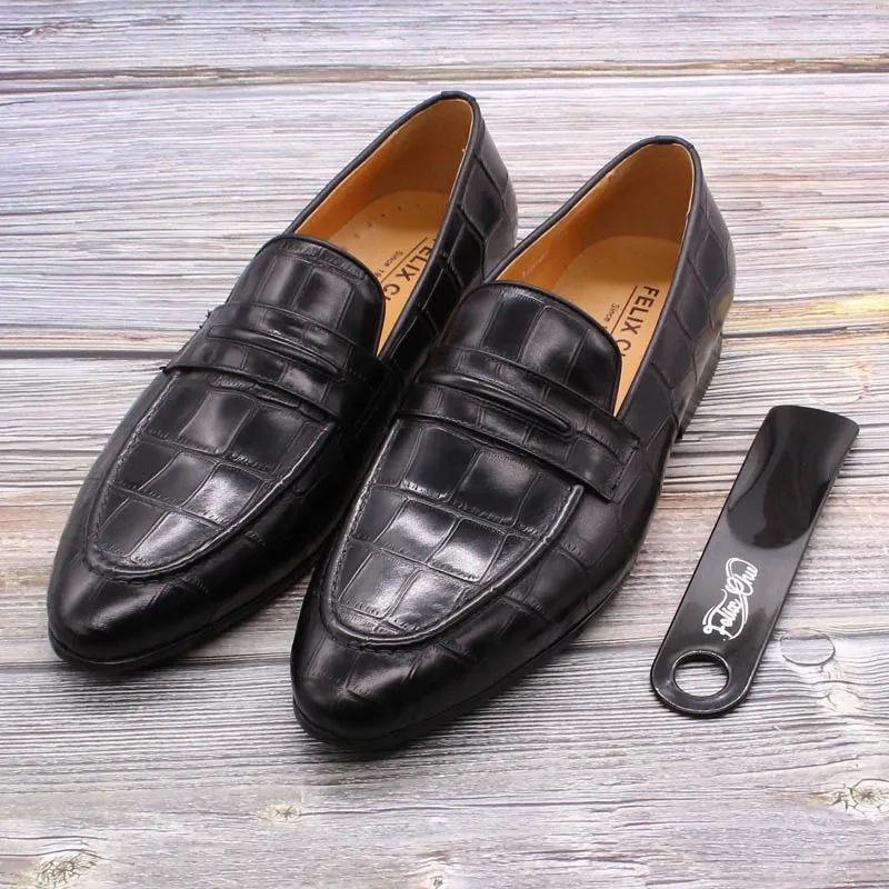 Mens Penny Loafers Genuine Leather Hand Painted Slip On Men's Dress