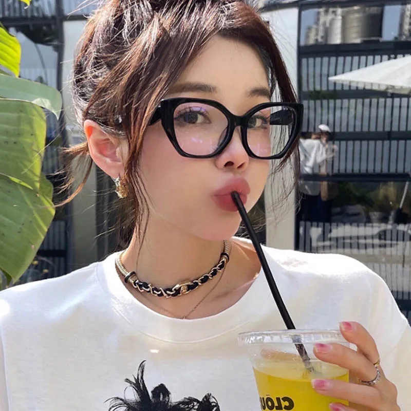Trendy Women's Black Frame Cat Eye Eyeglasses with Square Frame and Prescription Option  -0.5 -1.0 -2.0 -3.0 -4.0 to -6.0 5