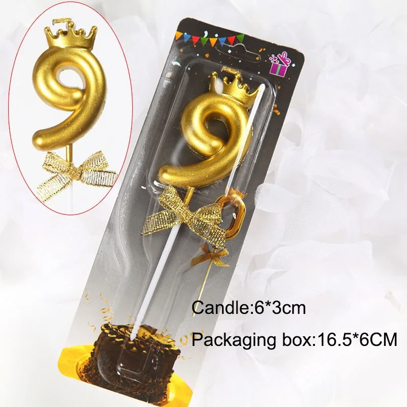 Glitter Crown Design 3D Number Candle for Birthdays and Celebrations