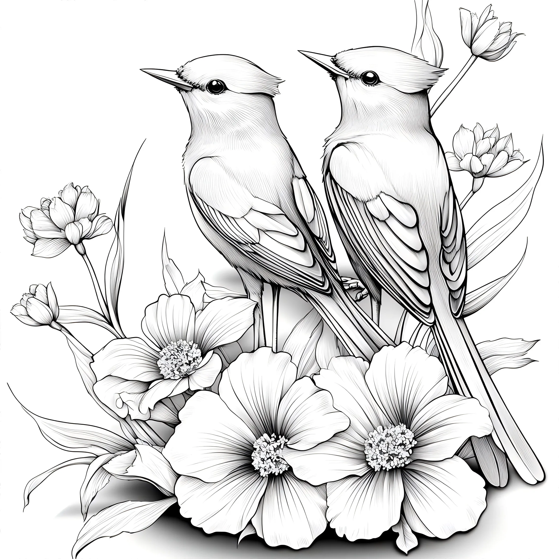 Flowers and Birds Colouring Book Adult Picture Book Original Design 5