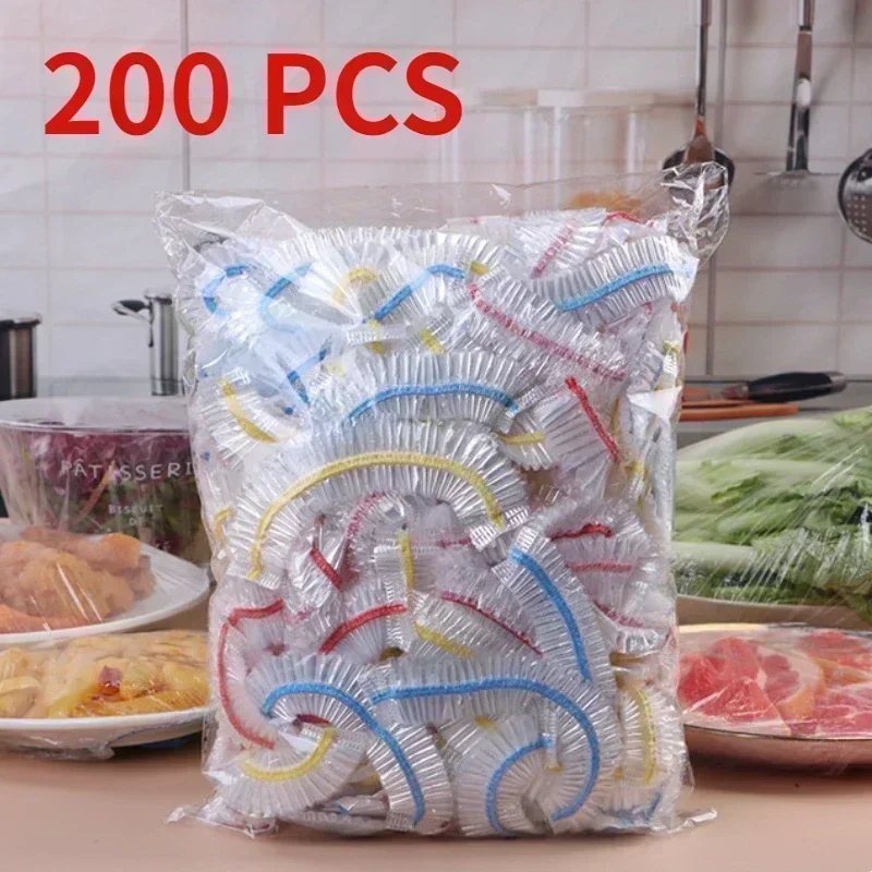 Plastic wrap 50/100/200pcs Saran wrap Colorful disposable food cover Food grade fresh-keeping plastic bag Kitchen refrigerator accessories
