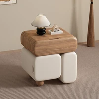 Storage Drawers Nightstands Cute Cream Style Luxury Aesthetic Bedside Table Simple Design Mesa De Noche Bedroom Furniture 4