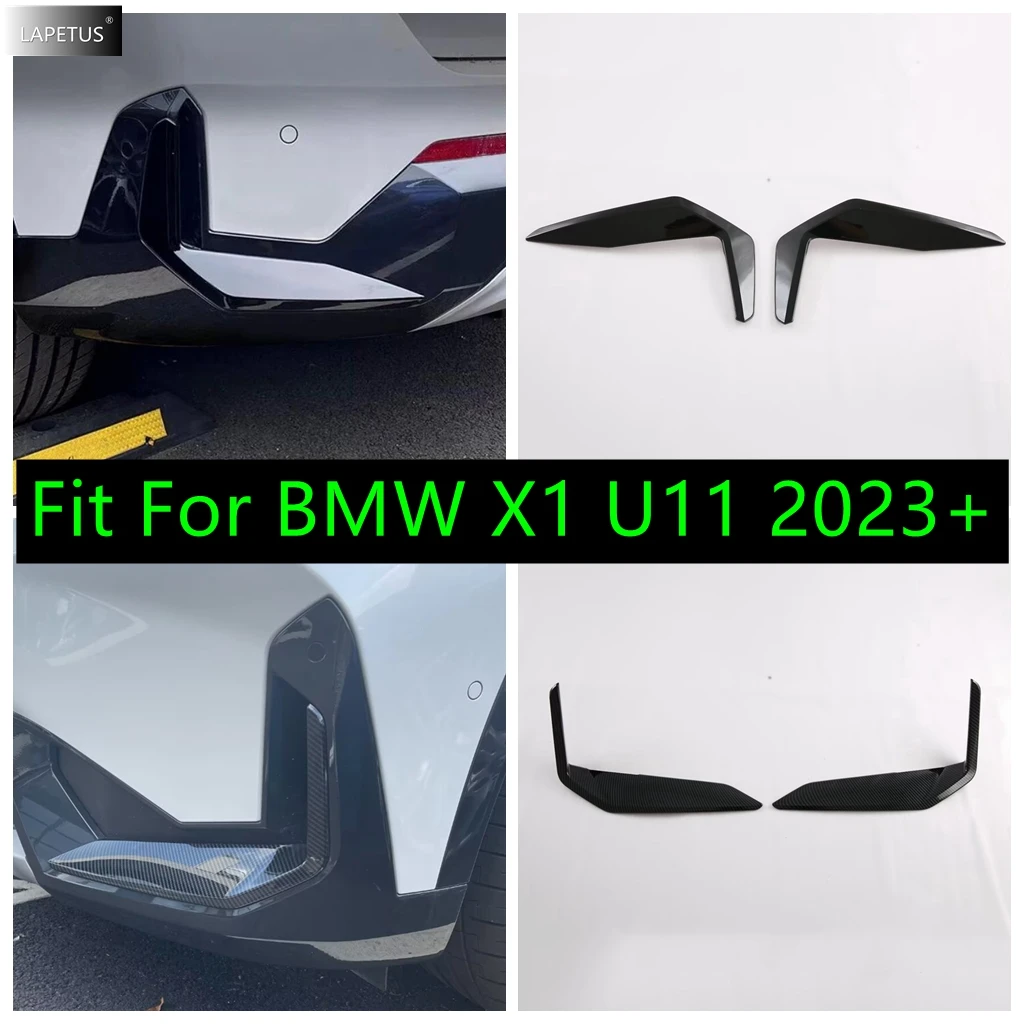 

For BMW X1 U11 2023 2024 Car Front Rear Bumper Fog Light Lamp Corner Strip Eyebrow Cover Trim Black / Carbon Fiber Accessories