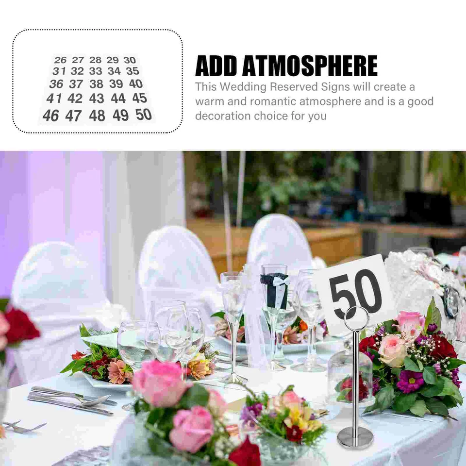 Numéros De Table 1-50 Décoration De Mariage, Cartes De Numéros De Table En Acier Inoxydable, Numéros De Table De Tente De Siège De Bar De Café De Restaurant, Pour La Réception, La