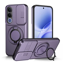 Enhanced Shockproof Magnetic Ring Stand Holder Phone Case with Camera Flip Protection for Vivo V70 Elite (PURPLE)