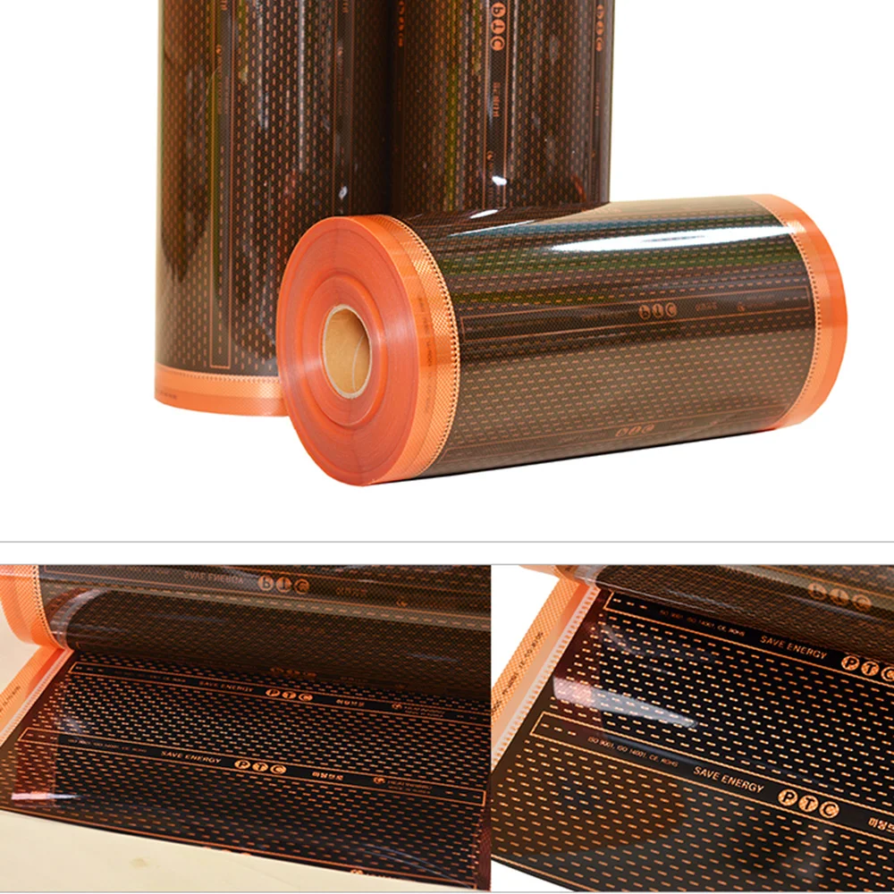 Minco Heat AC220V 240w/m2 New Orange Save Energy Infrared Graphene PTC Heating Film 5~50㎡ and Installation Kit