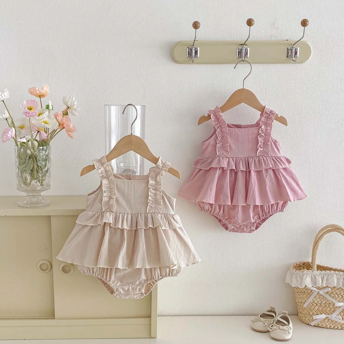 2026 Summer 0-2Y Baby Girl Clothes Lace Shoulder 1