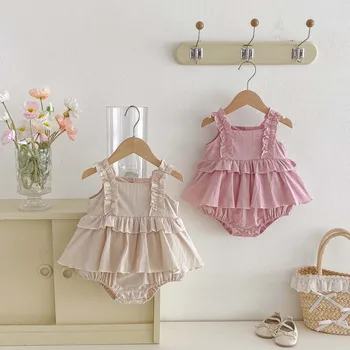 2026 Summer 0-2Y Baby Girl Clothes Lace Shoulder 1