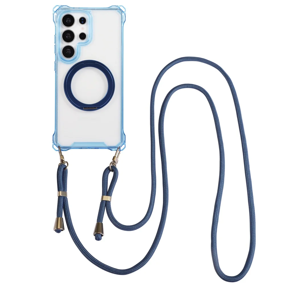 Adjustable Crossbody Necklace Strap Hand Rope Case For Samsung S26 Ultra S25 S24 S23 Magnetic Stand Holder Shockpoof Clear Cover_voghion.com