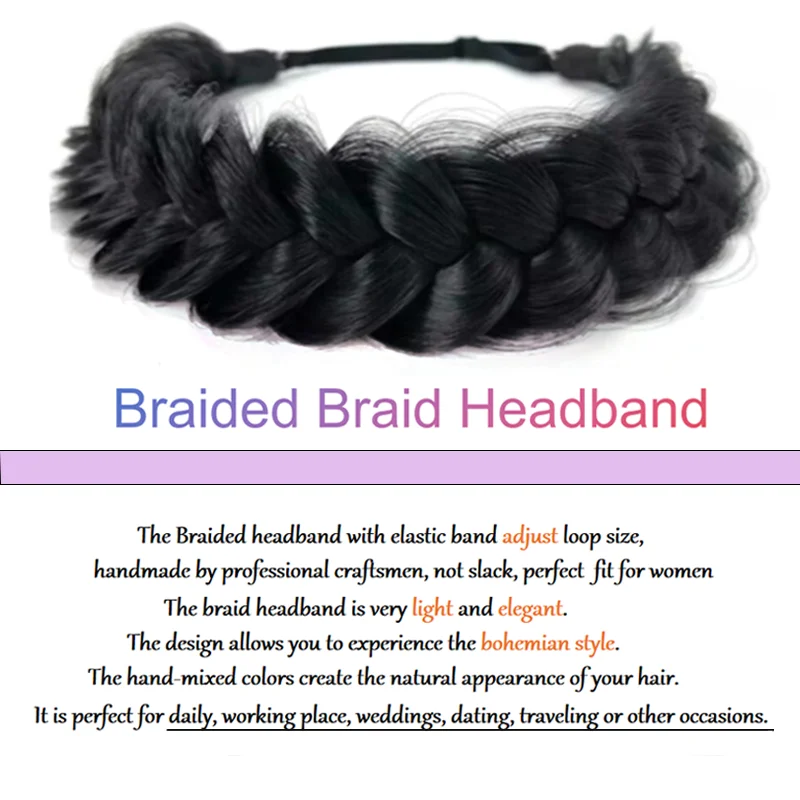 LUPU Synthetic Braided Headband Handmade Messy Braided Headband Hairpiece With Elastic Hairband For Women Girls Daily Party Wear