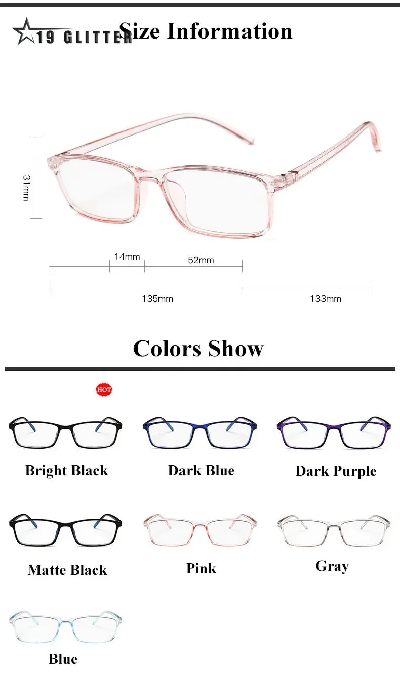 Square Eyeglasses Anti Light Glasses Ray Blue Fashion Anti Blue Fatigue Protection Blocking Goggles Eye Radiation Computer