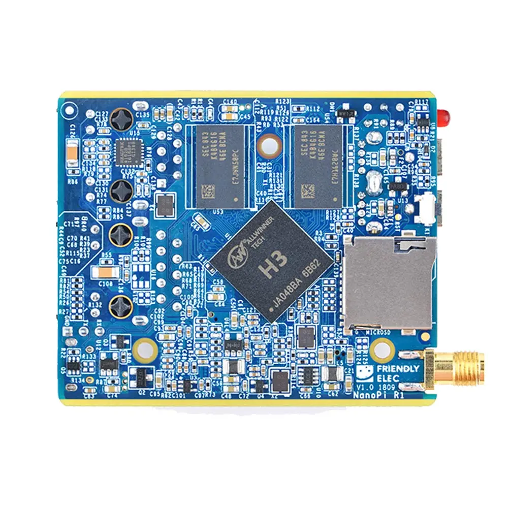 Nanopi R1 Allwinner H3 512MB/1GB 듀얼 이더넷 포트, 와이파이 및 블루투스, 온보드 eMMC, USB 및 시리얼 포트 포함