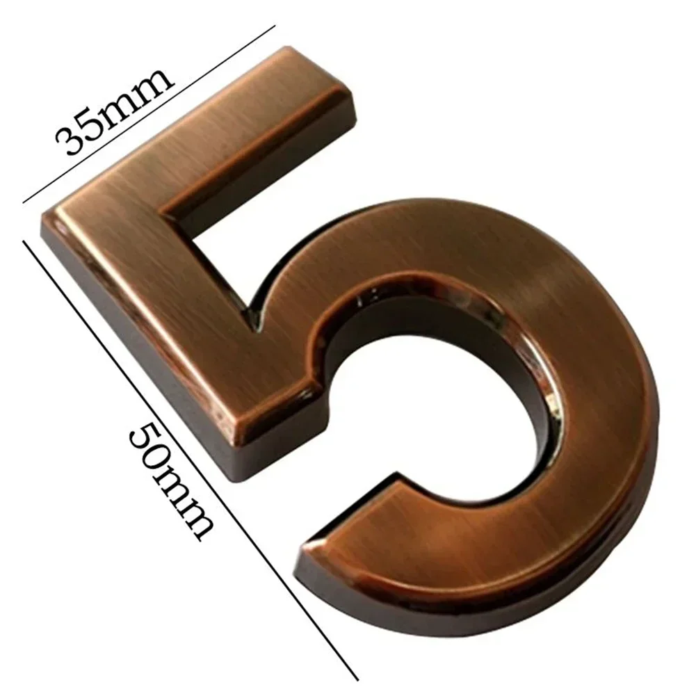 Bronze Digital Door Number Plate 1Pcs Self-adhesive Mailbox Outdoor Address Numbers Sign Apartment Office Hotel Room Door Number
