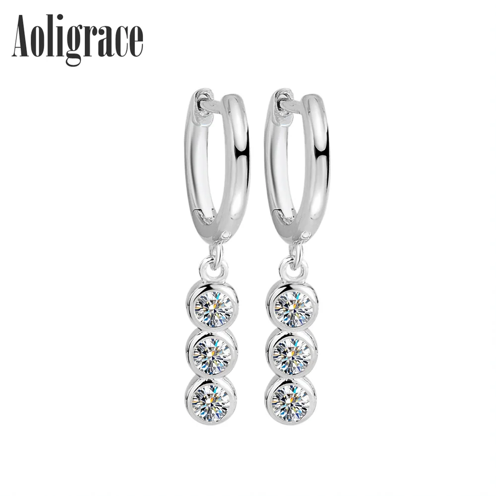 Aoligrace 0.6CT Moissanite Drop Hanging Earrings for Women 925 Sterling