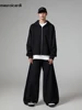 Mauroicardi Autumn Black Flowy Baggy Wide Leg Pants for Mens with Drawstring Elastic Waist Streetwear Loose Casual Soft Trousers 4