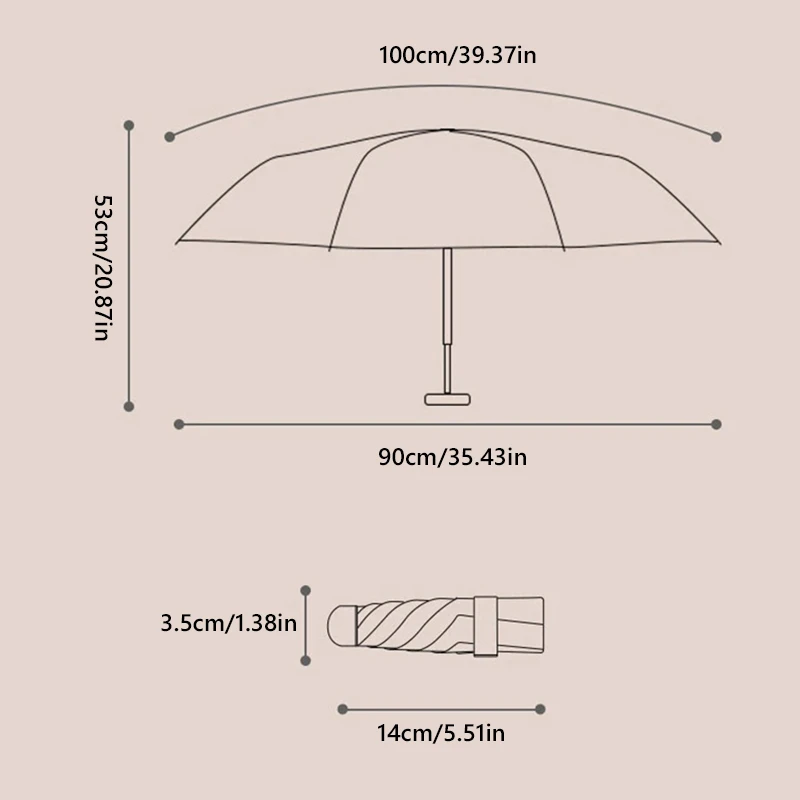 Ultra Compact Mini Umbrella with Black Coating - Portable, Lightweight Travel Umbrella