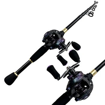 GHOTDA Casting/ Spinning Fishing Rod and Reel Combo Set Freshwater Fishing Rod Strong Magnetic Brake Baitcasting Reel 4