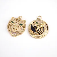 5PCS, 2022 Trendy CZ Leopard Pendant Copper Gold Plated Crystal Zircon Necklace Pendant for Jewelry Making Lucky Gift 2