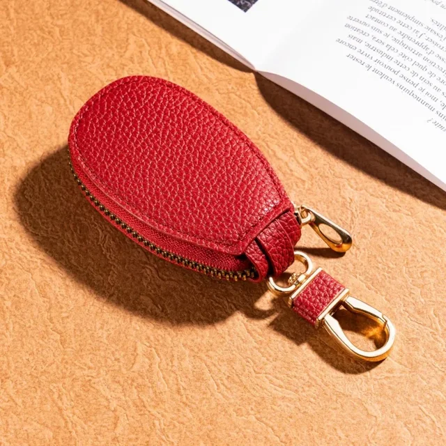 Porte-clés En Cuir PU Avec Fermeture éclair – Compact 8x5x2 Cm – Protection Clés Anti-rayures – Idéal Clés Voiture Et Maison