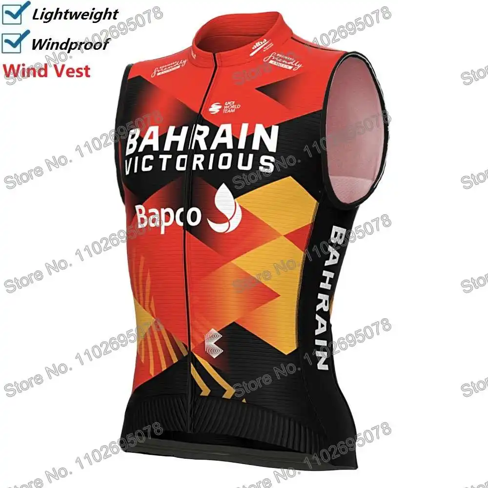 Bahrain Victorious Cycling Vest Windbreaker Men Windvest Bicycle Clothing Bike Jersey Sleeveless