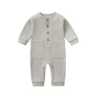 New Style Baby Jumpsuit Spring and Autumn Long Romper Newborn One-piece Long Sleeve Pure Cotton Pocket Romper Loungewear 4