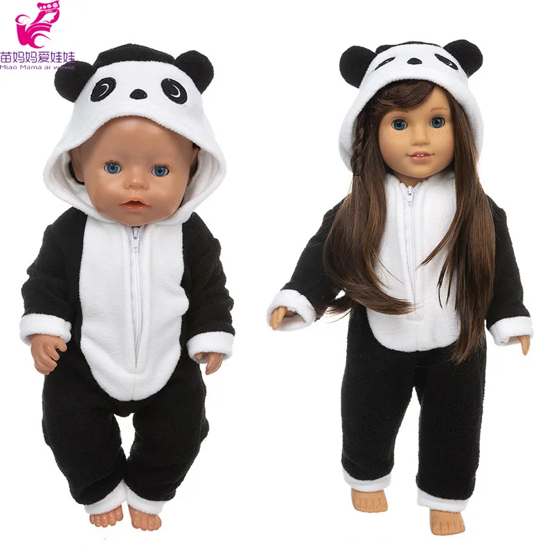 43Cm Baby Doll Clothes Black Panda Pagliaccetto Set 40Cm Nenuco Ropa Y Su Hermanita 18 "American Og Girl Doll Clothes Pigiama Set