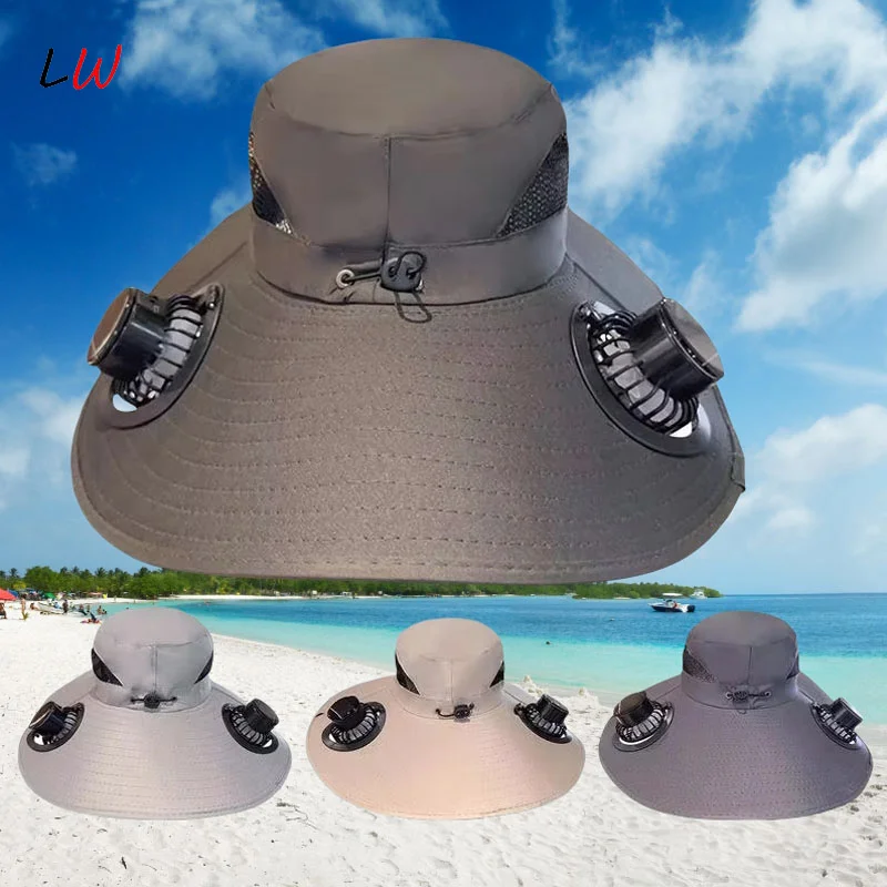 Ultraviolet-proof Wide Brimmed Sun Hat Outdoor Fishing Hat With Solar/usb Powered Fan Adjustable Visor Fisherman Hat