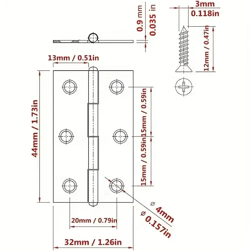 Stainless Steel Hinges 4pcs/set 2 Inch Door And Window Hinge Assigned Screws Home Furniture Hardware