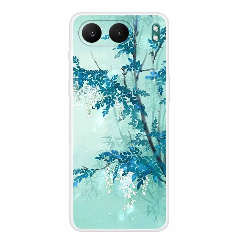 Clear Silicone Case with Landscape Flower Design - Soft TPU Back Cover