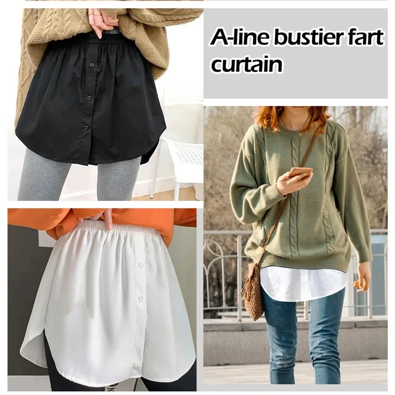 Women's Mini Shirt Extensions Adjustable Layering Fake Top Lower Sweep Shirt Extender Hem Elastic Waist Mini Skirt Hem petticoat skirt half slip skirt
