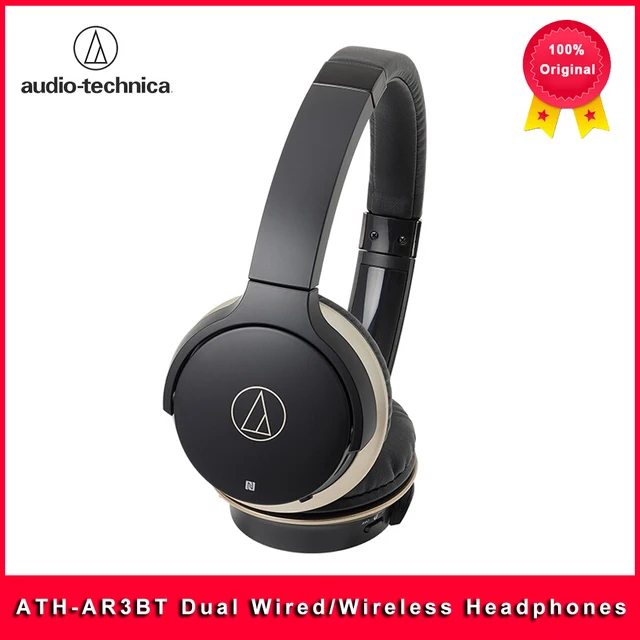 Original Audio Technica ATH-AR3BT Dual Wired/Wireless Earphone Bluetooth AAC Folding Bass Headphone With Remote Control Mic 1