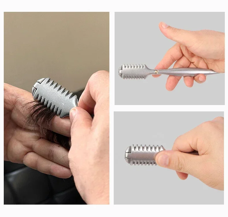 Double Side Thinning Razor Zinc Alloy Barber Manual Shaving Razor for Saon Professional Hair Cutting Knife Holder Salon Tool