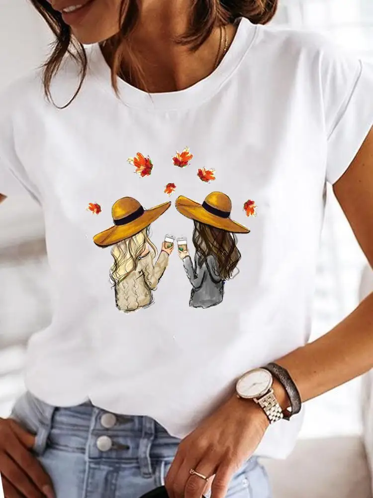 

Coffee Love Sweet Halloween Thanksgiving Fall Autumn Clothing Clothes T Women Print T-shirts Female Top Fashion Graphic Tee