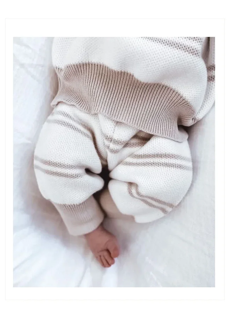 새로 태어난 스웨터 소년 옷 회색 줄무늬 소녀 복장 세트 니트 스웨터 Ropa De Bebe Nina