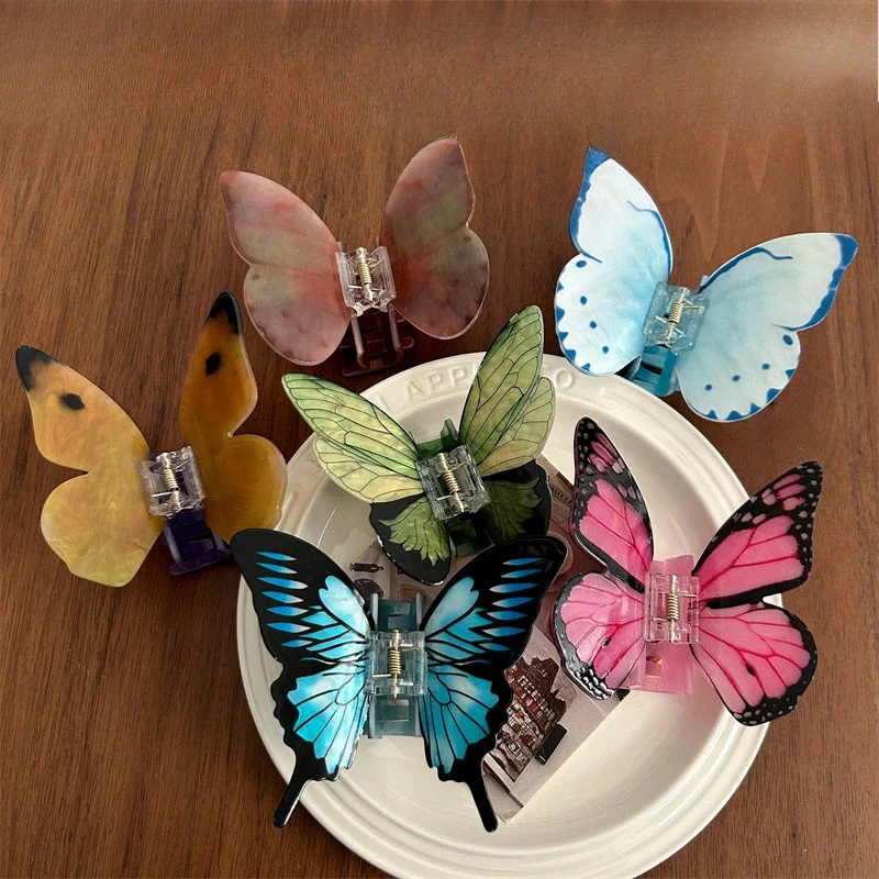 Hair Claw Hair Clips Hair Accessories Colorful Acetate Butterfly For Women Girls