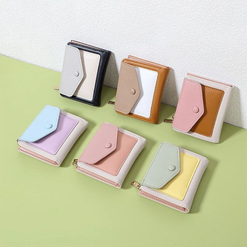 Women's Multifunctional Short Wallet Korean Zipper Wallet Large Capacity Coin Women Coin Card Holders