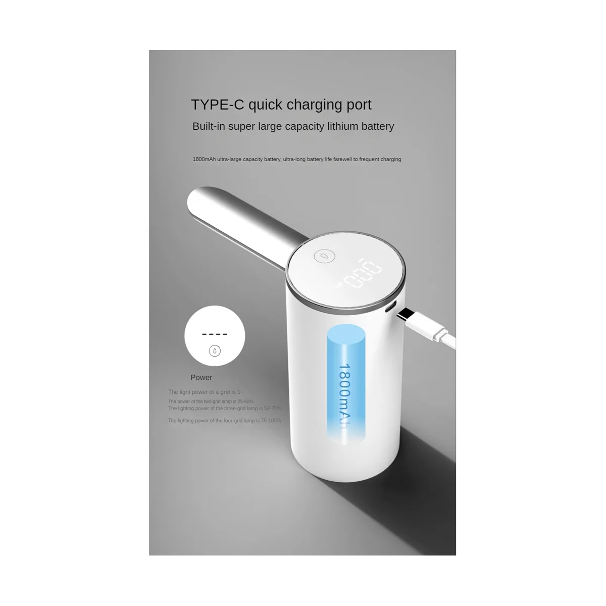 

Smart Water Dispenser Electric Water Bottles Pump Household USB Foldable Barreled Water Suction Device -White