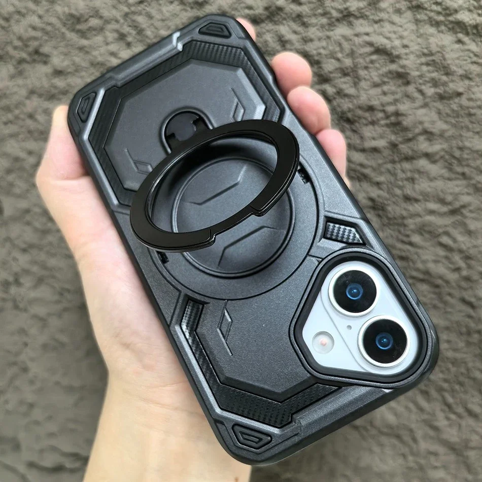 360° Rotating Metal Armor Magnetic Bracket Shockproof Bumper Case