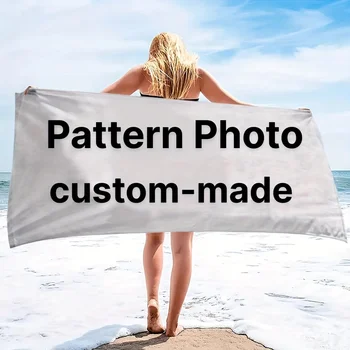Foto personalizzata Asciugamano da spiaggia Famiglia Foto di animali domestici Personalizzato leggero in microfibra Regali per il nuoto all'aperto Asciugamano da bagno ad asciugatura rapida 1