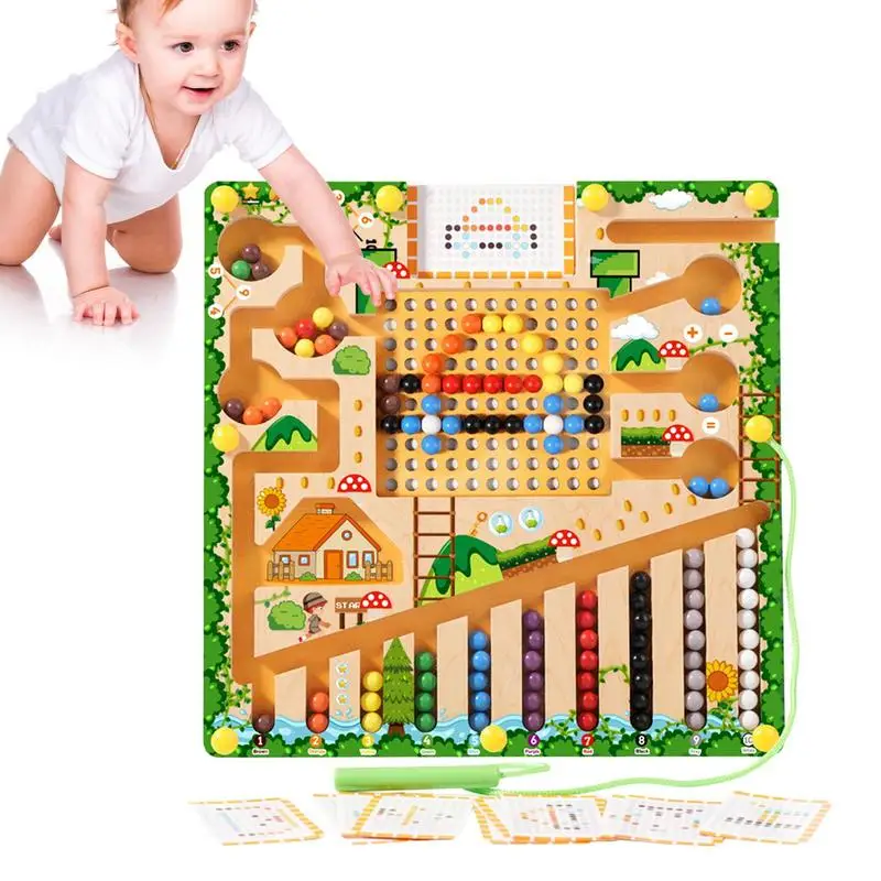

Magnet Maze Board Magnetic Number Maze Wooden Color Puzzle Educational Toy For Boys Girls Fine Motor Skills For Nursery Children