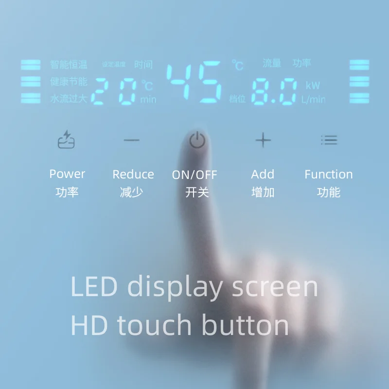 Aquecedor de água elétrico de aquecimento instantâneo Pequeno aquecimento rápido doméstico Temperatura constante inteligente Sem armazenamento de água Tela de toque Potência de correspondência automática