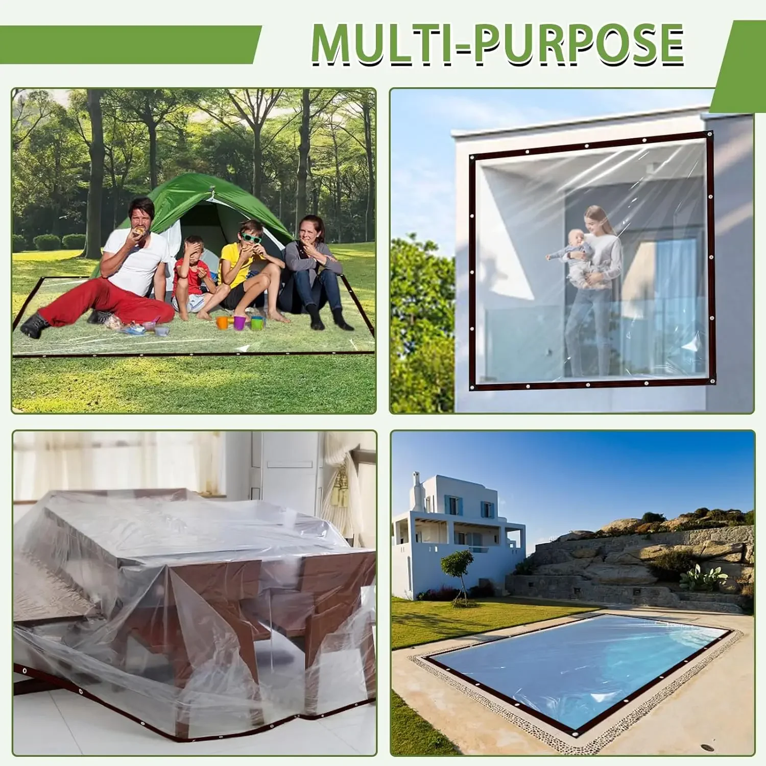 Clear Tarps Heavy Duty Waterproof with Grommets Plant Cover Freeze Protection Frost Plastic Sheeting Rain Tarps Greenhouse 5