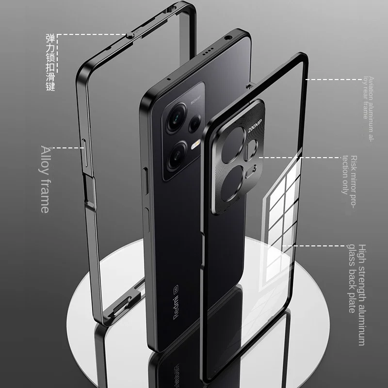 Metal Bumper with Clear Back Tempered Glass Hard Cover Case For Xiaomi Poco X5 Pro PocoX5Pro 5G with Metal Camera Lens Protector