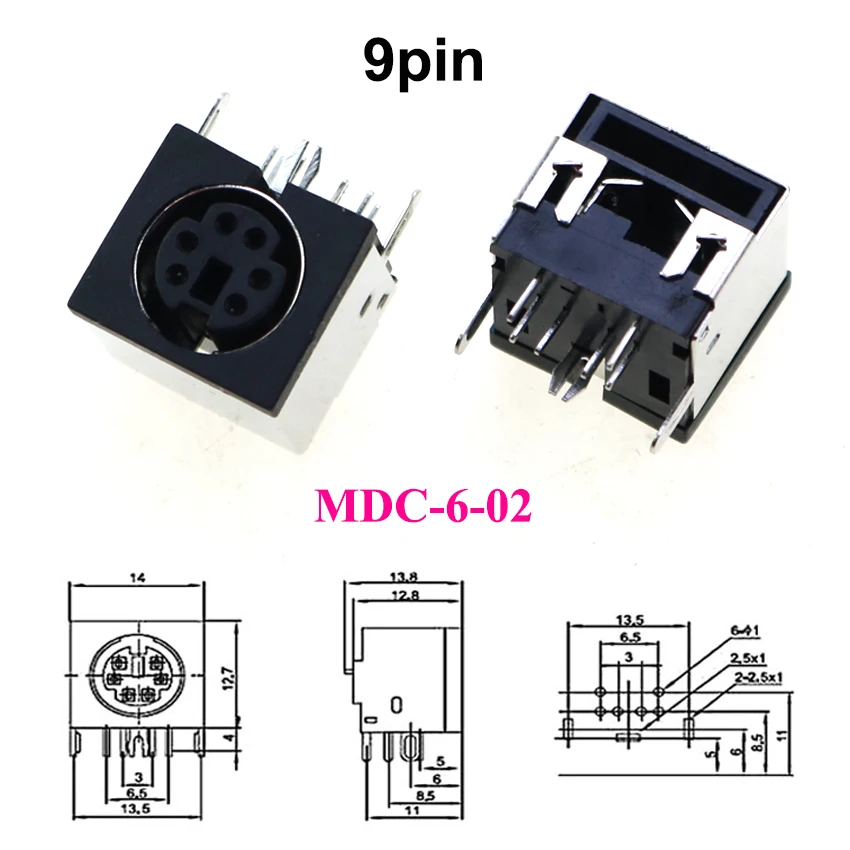 10 Connettori Mini DIN 8 Pin Femmina – Montaggio PCB – Jack Circolare