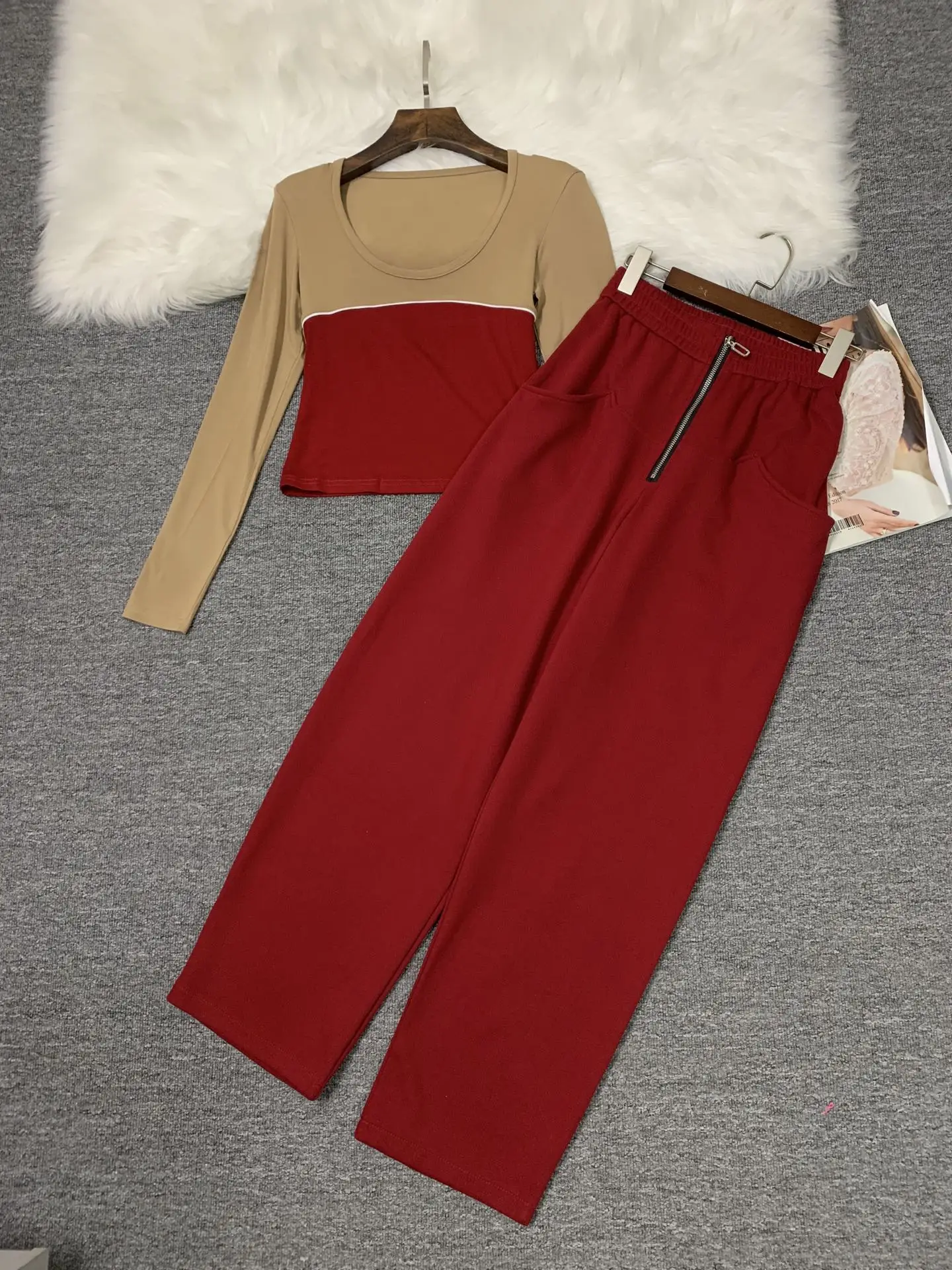 

New Women's Clothing For Spring And Summer 2023 Long Sleeves High Waist Drooping Straight Wide Leg Pants Fashion Suit 0413