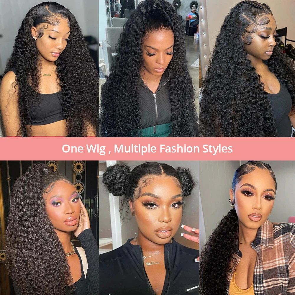 250 Density 13x6 Hd Deep Wave Frontal Wig 30 32 34 inch Glueless Human Hair Water Wave Curly Lace Front Wig For Women